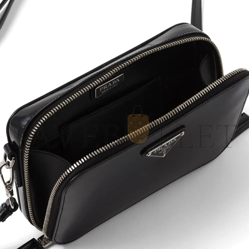 PRADA ZIPPERED LEATHER MESSENGER BAG 2VH070 (19*12.5*5.5cm)